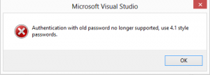 MySQL Authentication with old password no longer supported, use 4.1 style passwords