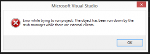 The object has been run down by the stub manager while there are external clients.